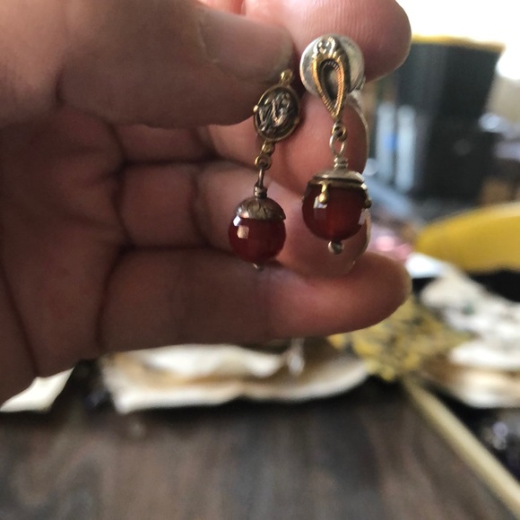 Semi precious stone drop earrings